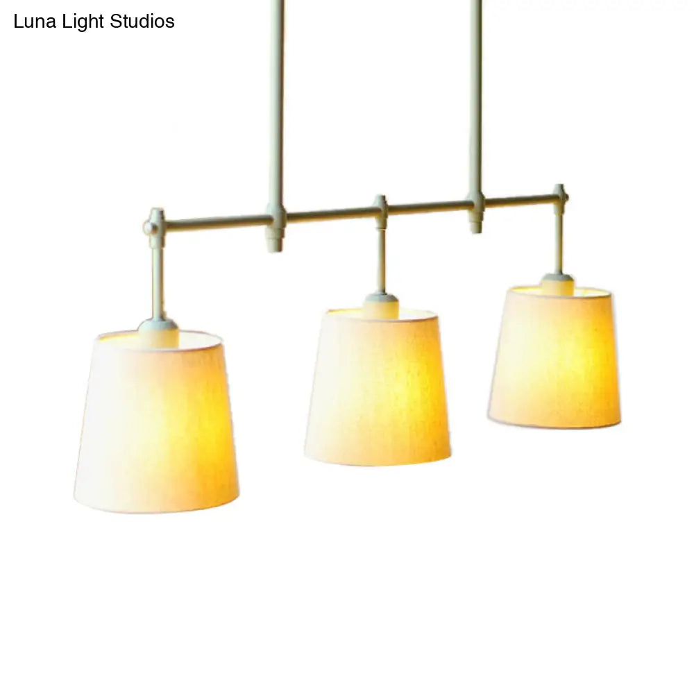DecorBites™ Green Barrel Fabric Pendant Light - Traditional 3-Light Fixture for Dining Room Island Lighting
