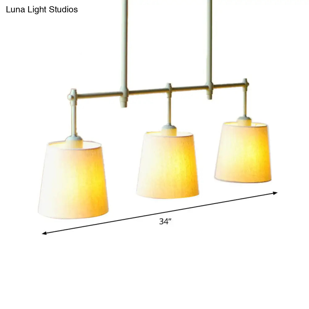 DecorBites™ Green Barrel Fabric Pendant Light - Traditional 3-Light Fixture for Dining Room Island Lighting