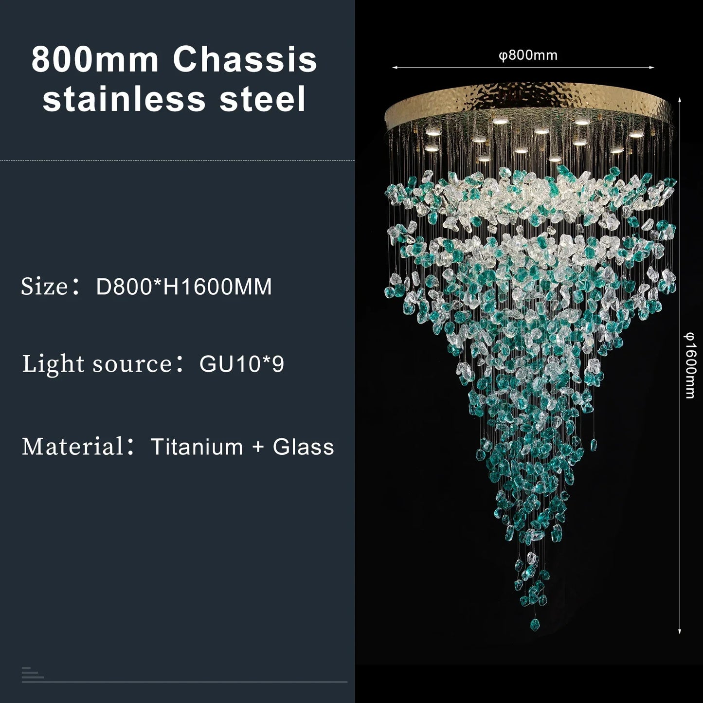 DecorBites™ Green Crystal Stone Chandelier for Modern Spaces