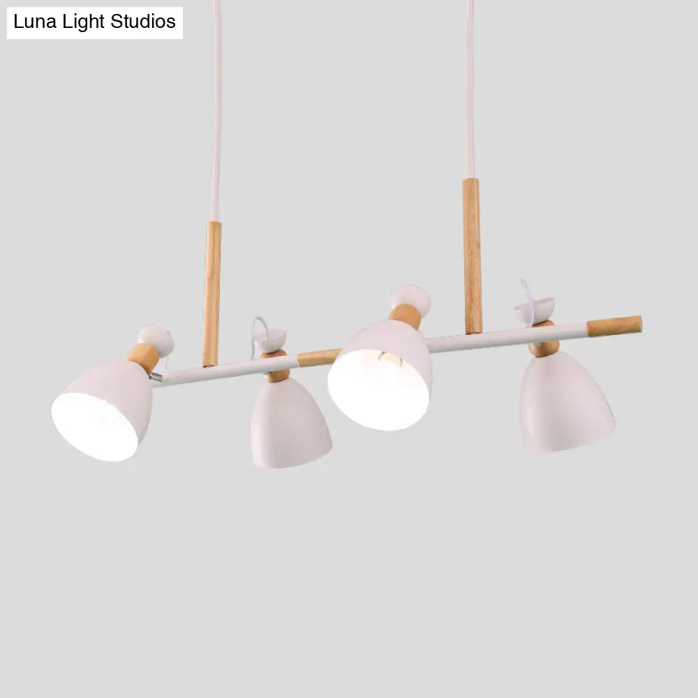 DecorBites™ Green/Grey/White Metal Dome Shade Island Chandelier - Nordic Style Pendant Lamp with 4 Heads