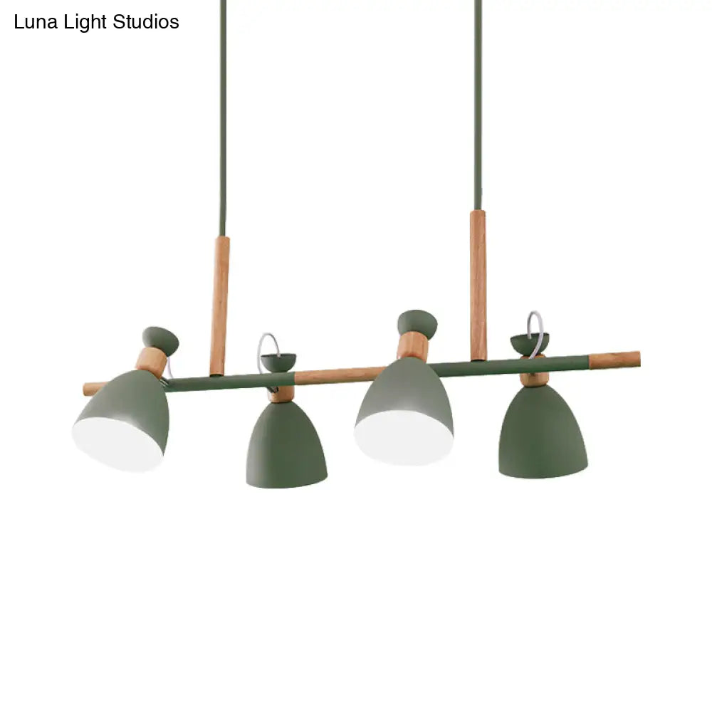DecorBites™ Green/Grey/White Metal Dome Shade Island Chandelier - Nordic Style Pendant Lamp with 4 Heads
