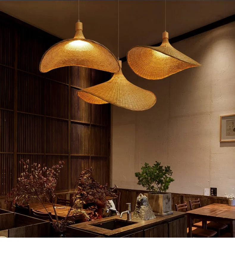 DecorBites™ Hand-Knit Bamboo Pendant Ceiling Light
