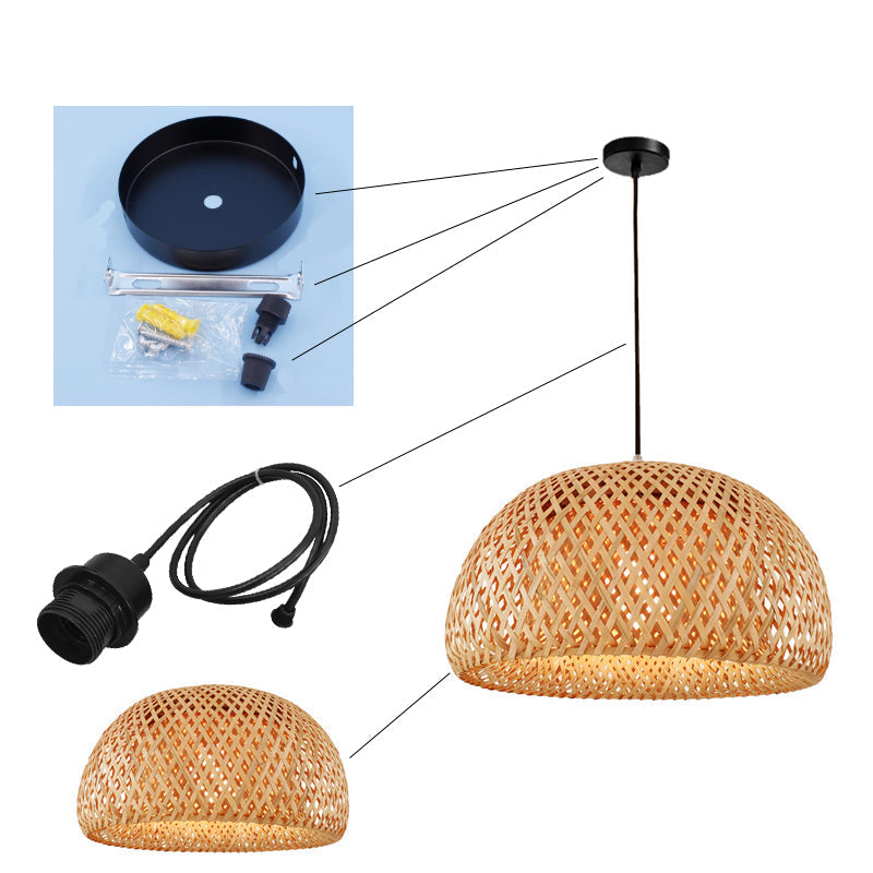 DecorBites™ Hand-Knit Bamboo Pendant Ceiling Light