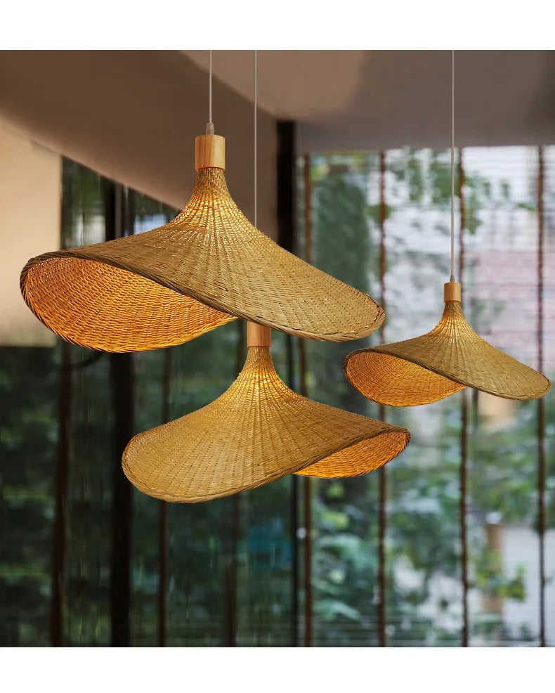 DecorBites™ Hand-Knit Bamboo Pendant Ceiling Light
