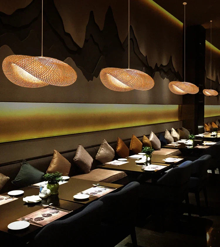 DecorBites™ Hand-Knit Bamboo Pendant Ceiling Light