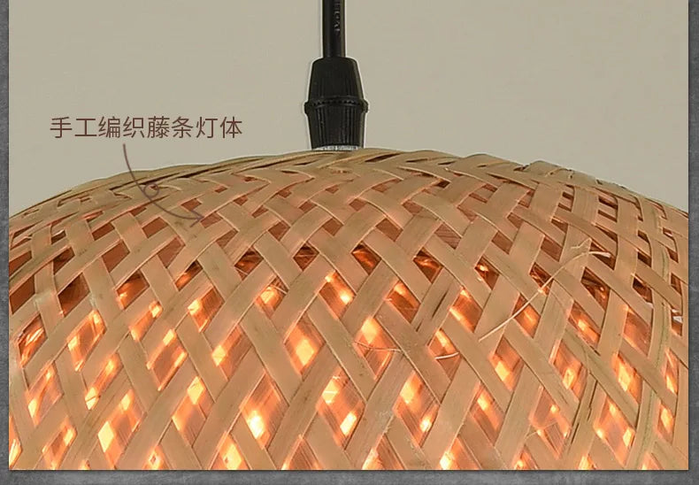 DecorBites™ Hand-Knit Bamboo Pendant Ceiling Light