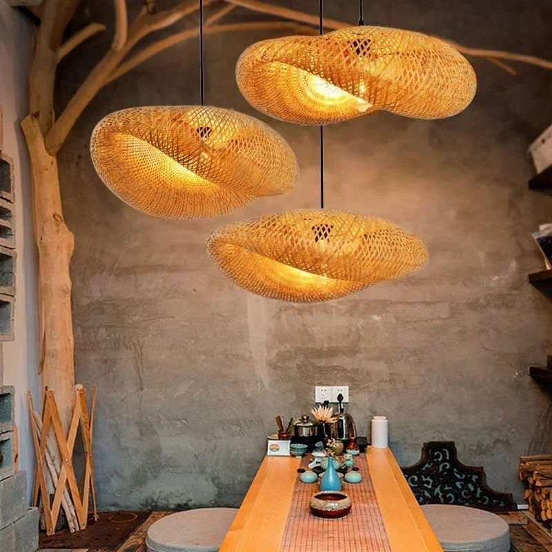 DecorBites™ Hand-Knit Bamboo Pendant Ceiling Light