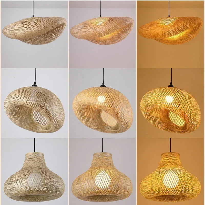 DecorBites™ Hand-Knit Bamboo Pendant Ceiling Light