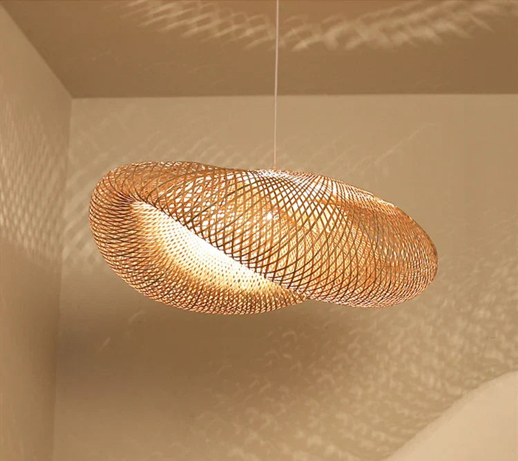 DecorBites™ Hand-Knit Bamboo Pendant Ceiling Light