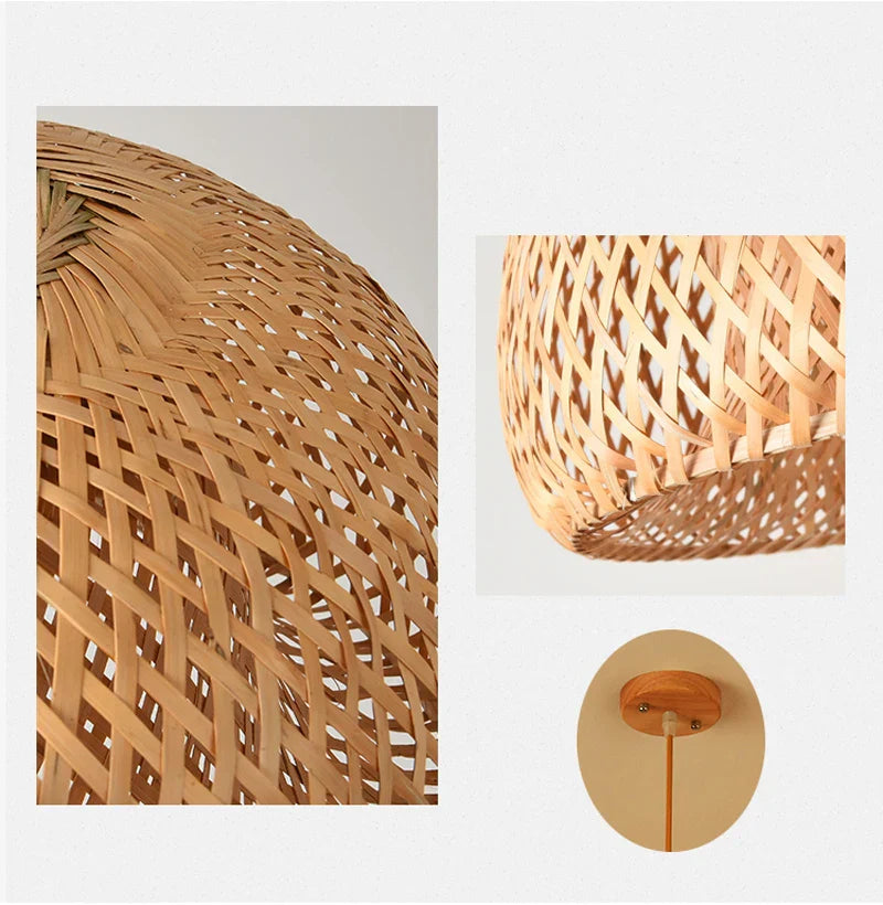 DecorBites™ Hand-Knit Bamboo Pendant Ceiling Light