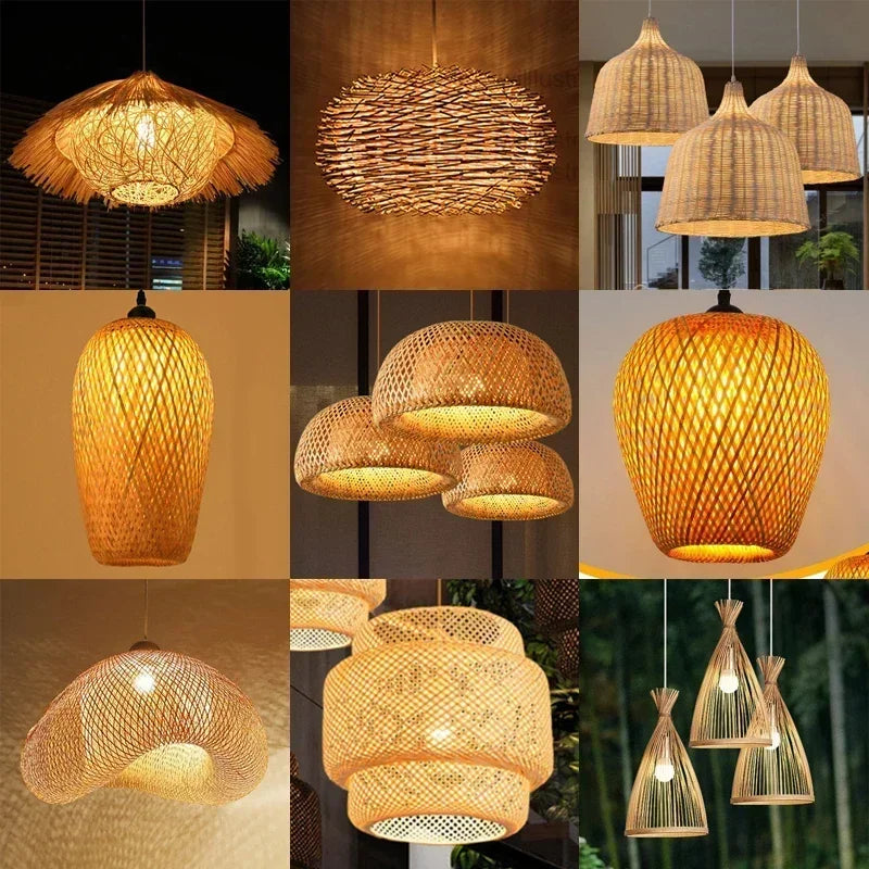 DecorBites™ Hand-Knit Bamboo Pendant Ceiling Light