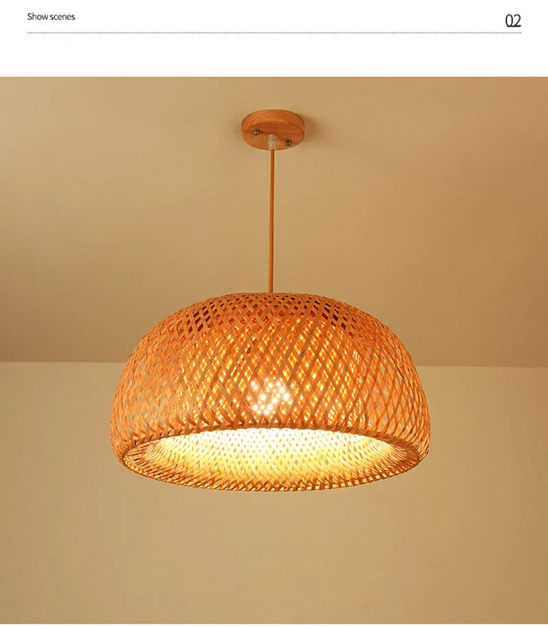 DecorBites™ Hand-Knit Bamboo Pendant Ceiling Light