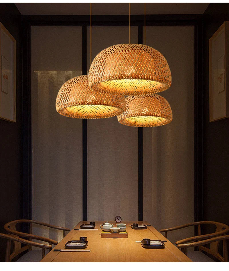 DecorBites™ Hand-Knit Bamboo Pendant Ceiling Light