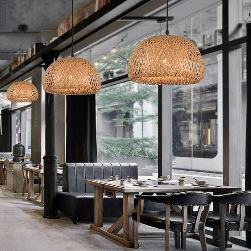 DecorBites™ Hand-Knit Bamboo Pendant Ceiling Light