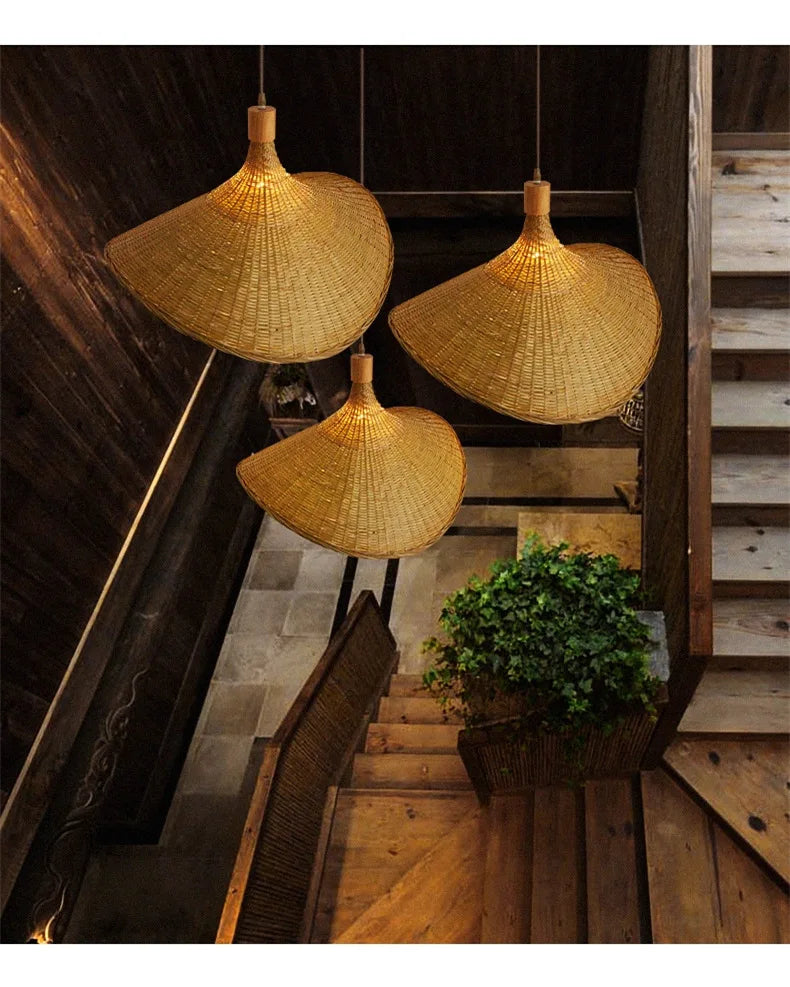 DecorBites™ Hand-Knit Bamboo Pendant Ceiling Light