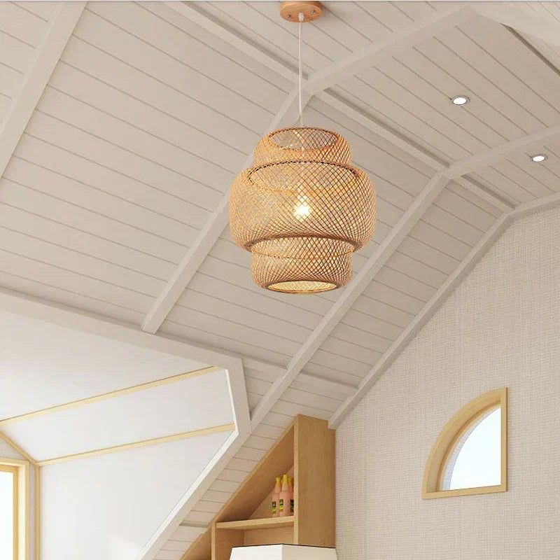 DecorBites™ Hand-Knit Bamboo Pendant Ceiling Light