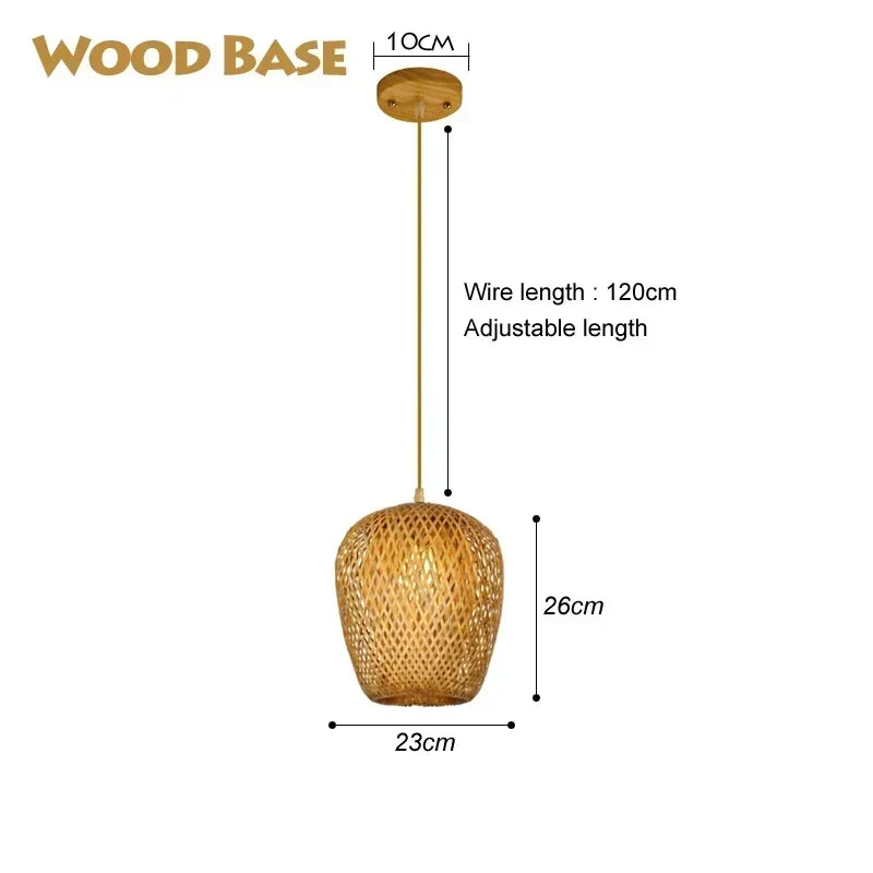 DecorBites™ Hand-Knit Bamboo Pendant Ceiling Light