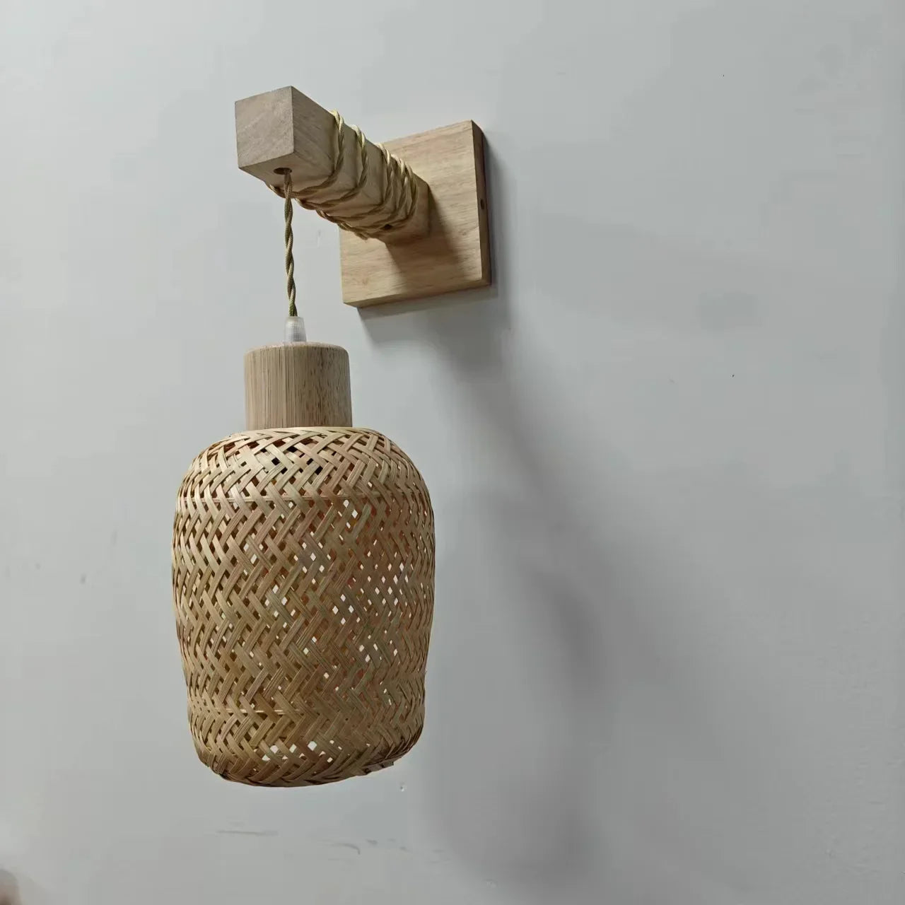 DecorBites™ Hand-Knit Bamboo Pendant Ceiling Light