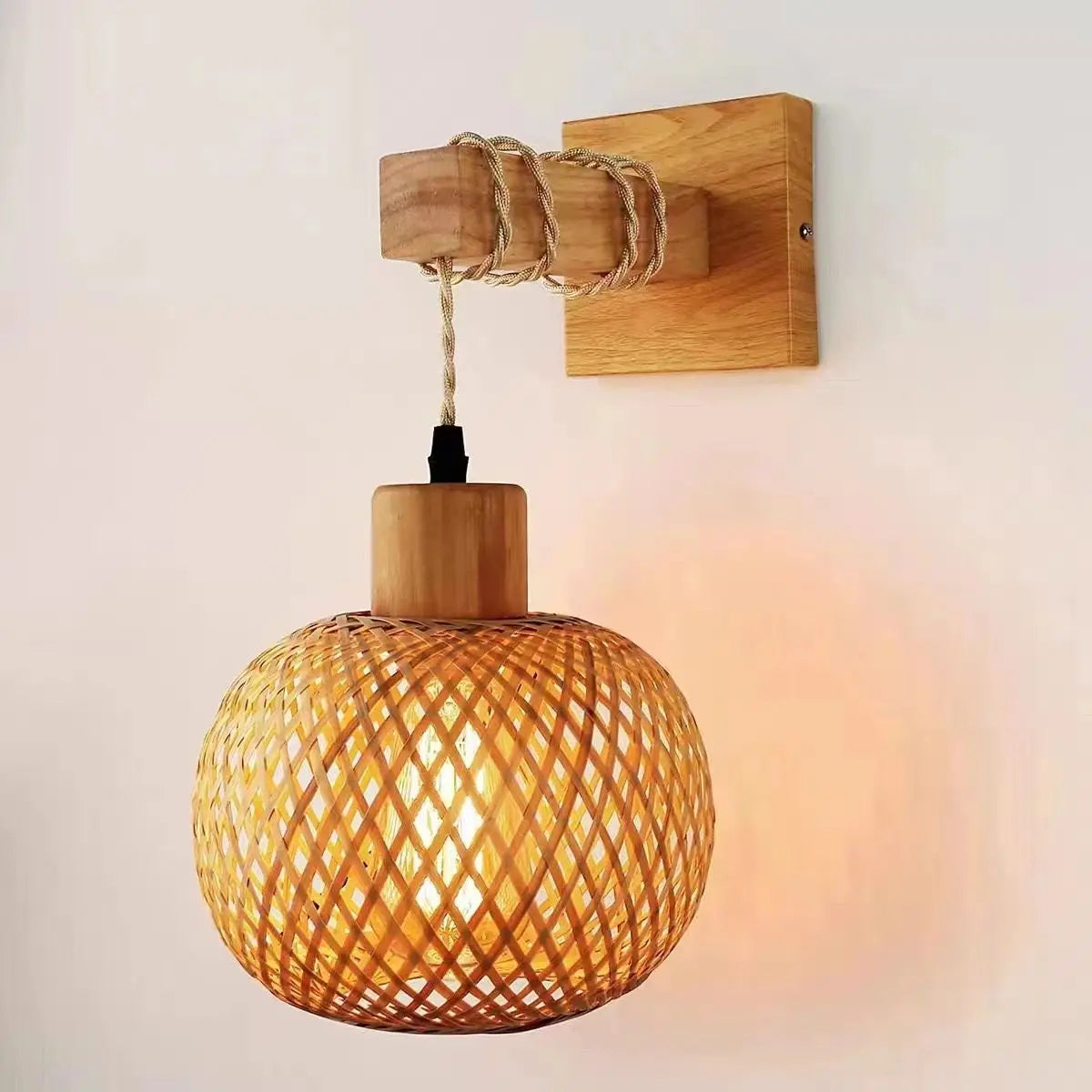DecorBites™ Hand-Knit Bamboo Pendant Ceiling Light