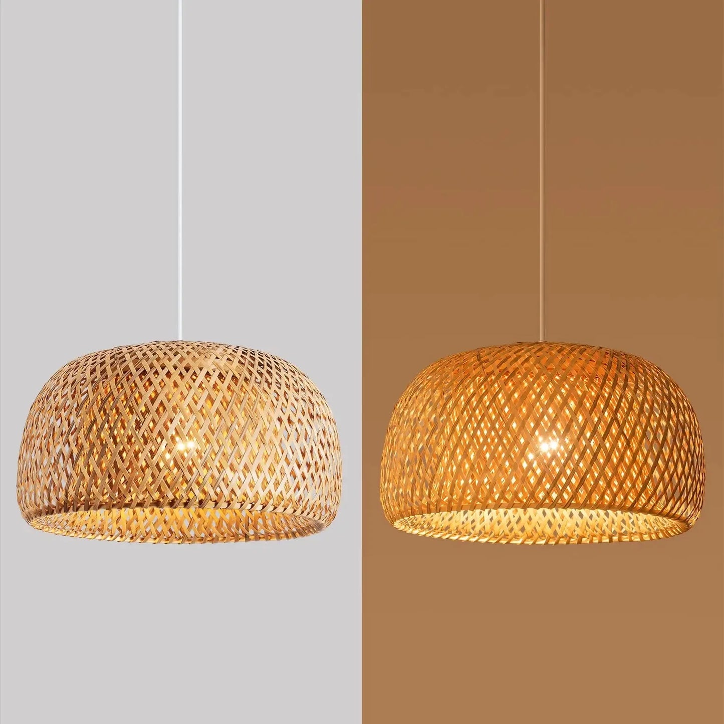 DecorBites™ Hand-Woven Bamboo Lantern Pendant Light