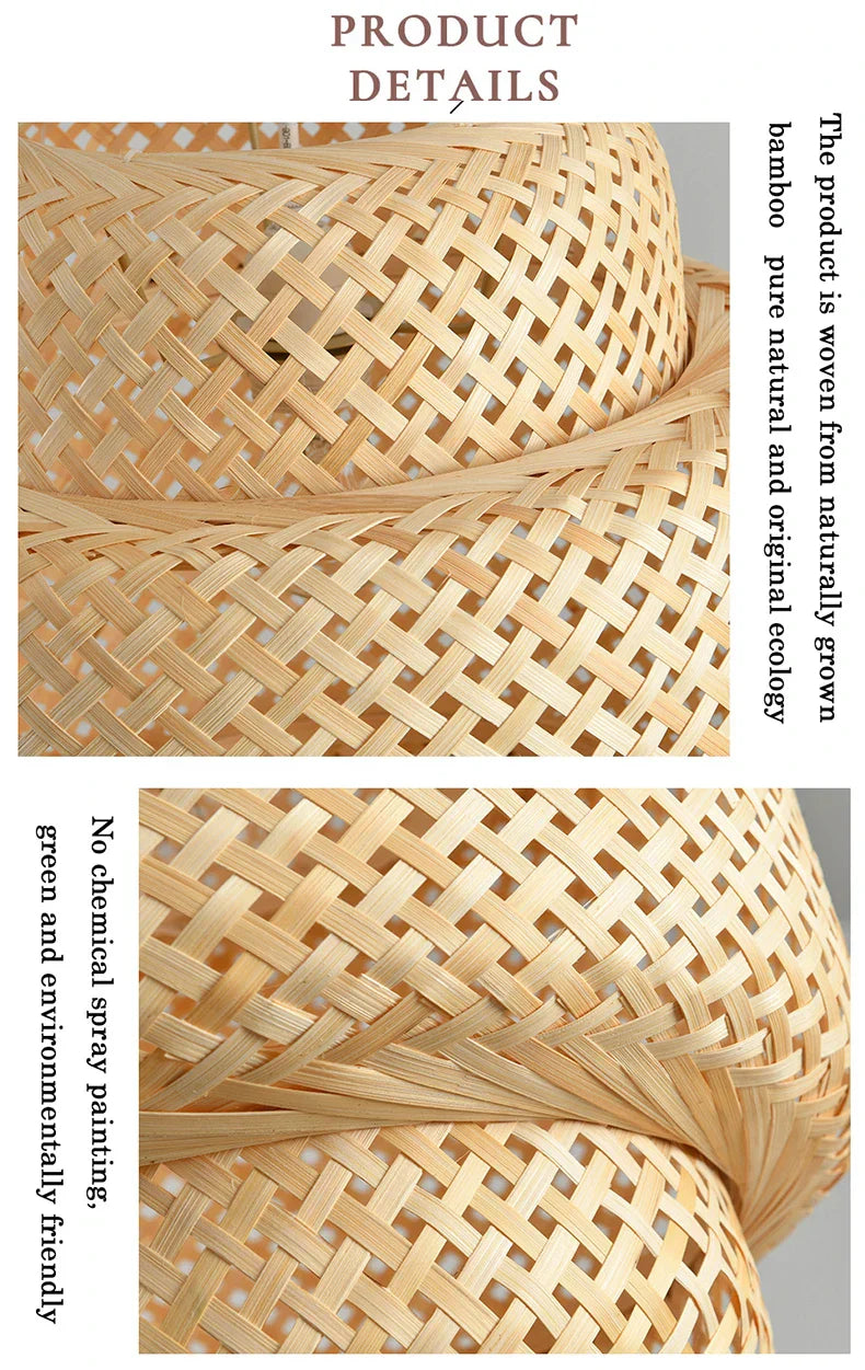 DecorBites™ Hand-Woven Bamboo Pendant Light Chandelier