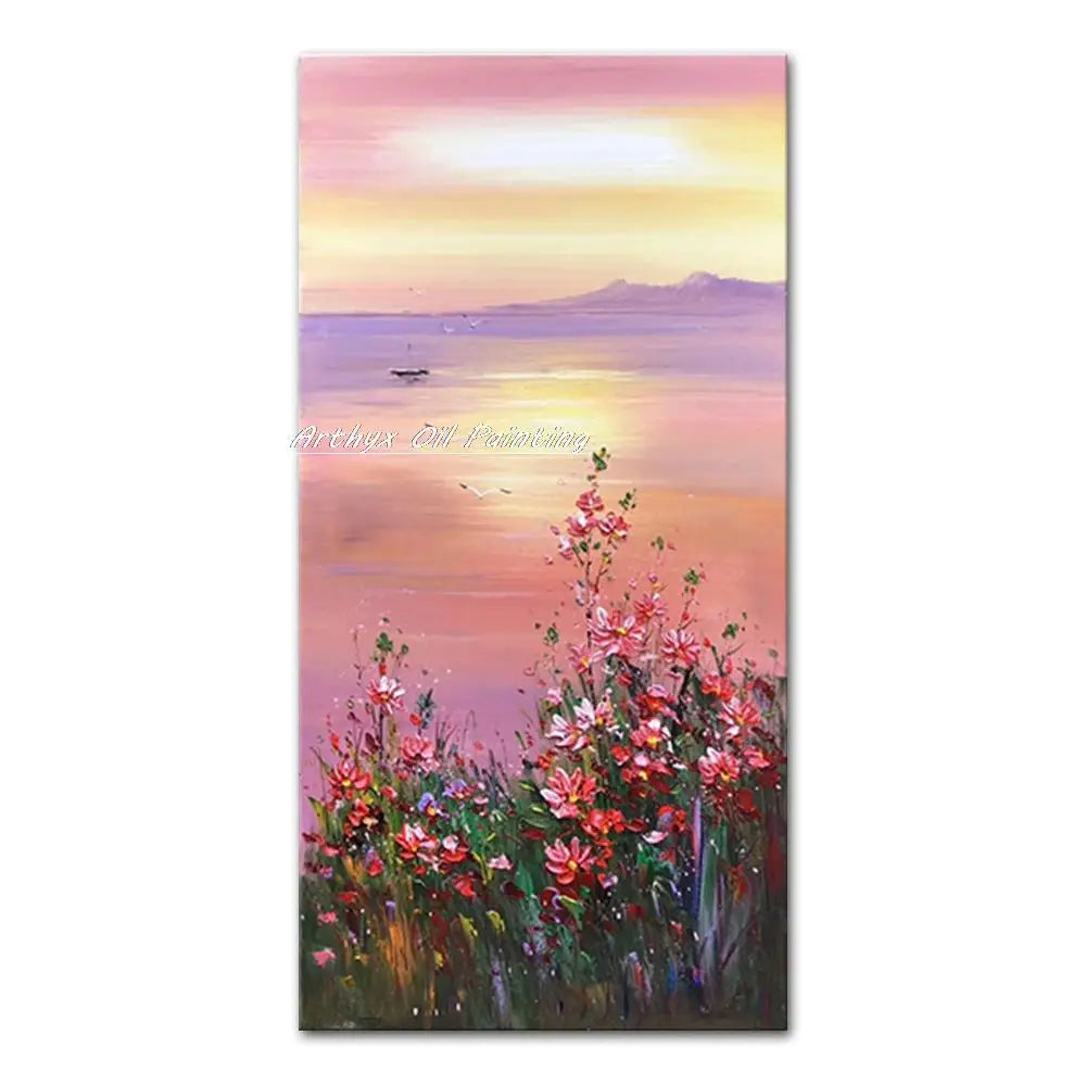 DecorBites™ Handmade Abstract City Oil Painting, Modern Wall Art