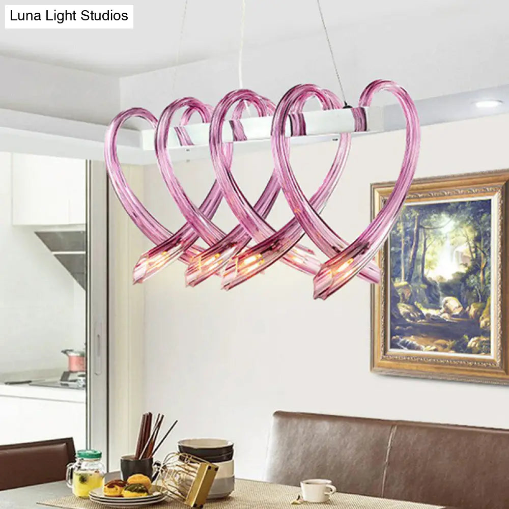 DecorBites™ Heart Shaped Crystal Glass LED Hanging Light Fixture - Perfect for Restaurants