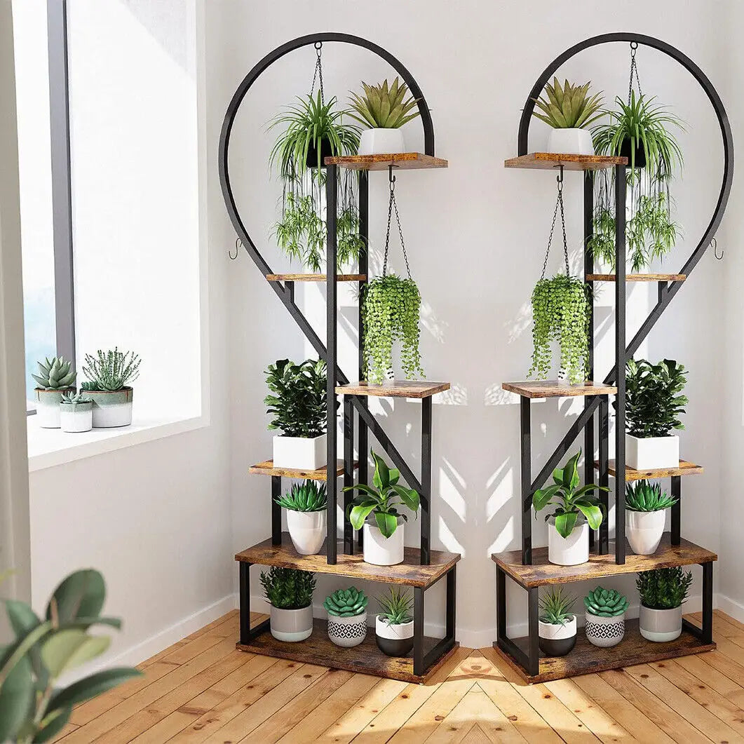 DecorBites™ Heart-Shaped Plant Stand with Hooks for 20 Pots