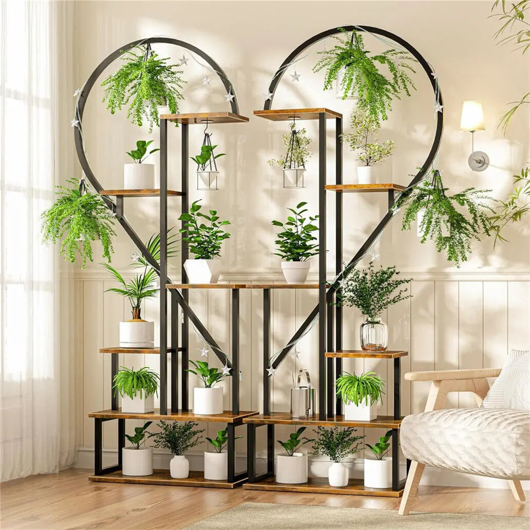 DecorBites™ Heart-Shaped Plant Stand with Hooks for 20 Pots