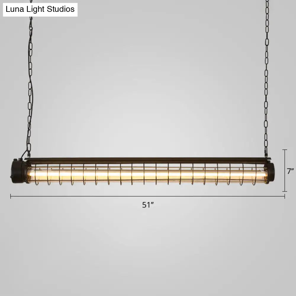 DecorBites™ Industrial Black Cage Island Pendant - Tubular Design for Dining Room Ceiling