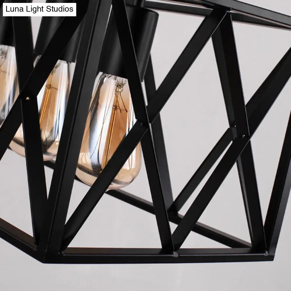 DecorBites™ Industrial Black Iron Pendant Light with Rectangle Frame - Perfect for Restaurants and Hanging Over Islands
