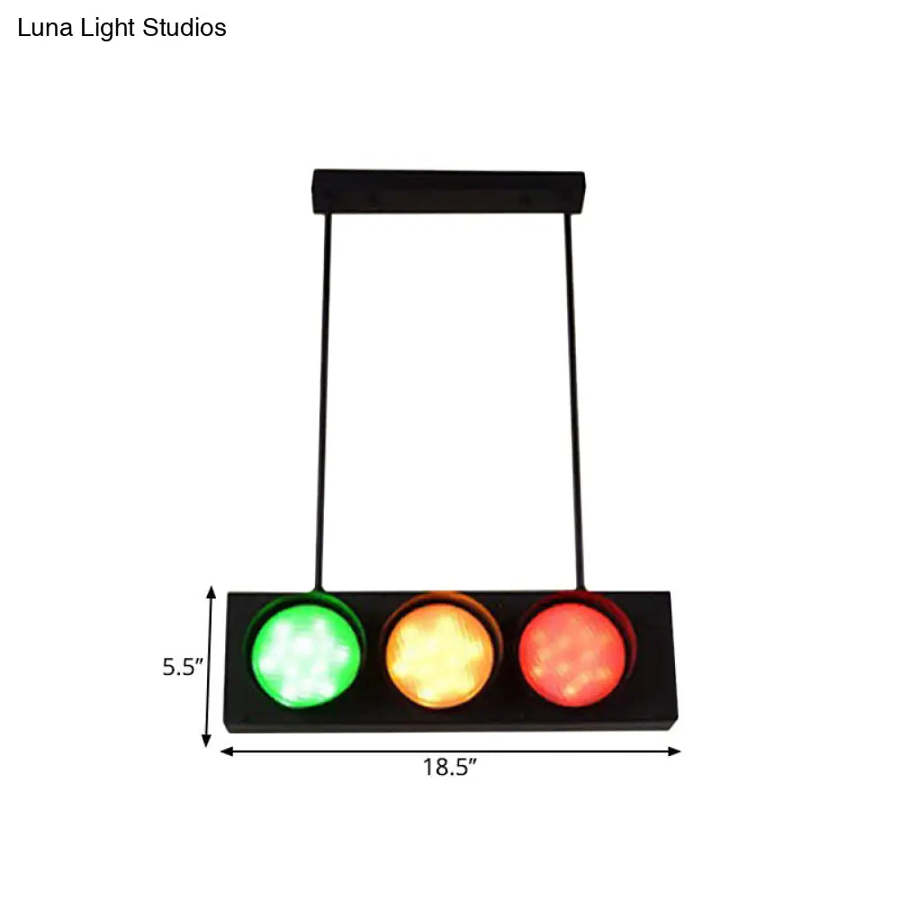 DecorBites™ Industrial Black Metal Island Light Traffic Light Pendant for Living Room - 6 Light