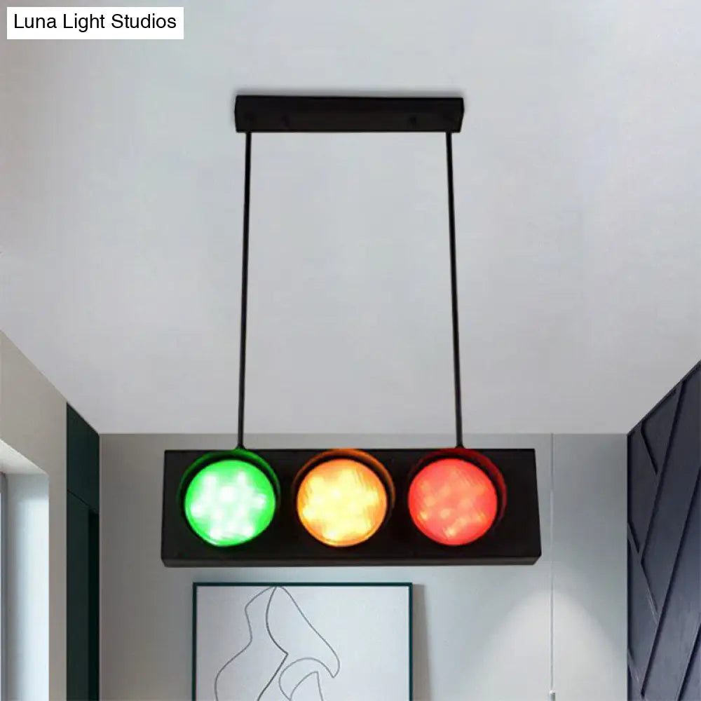 DecorBites™ Industrial Black Metal Island Light Traffic Light Pendant for Living Room - 6 Light