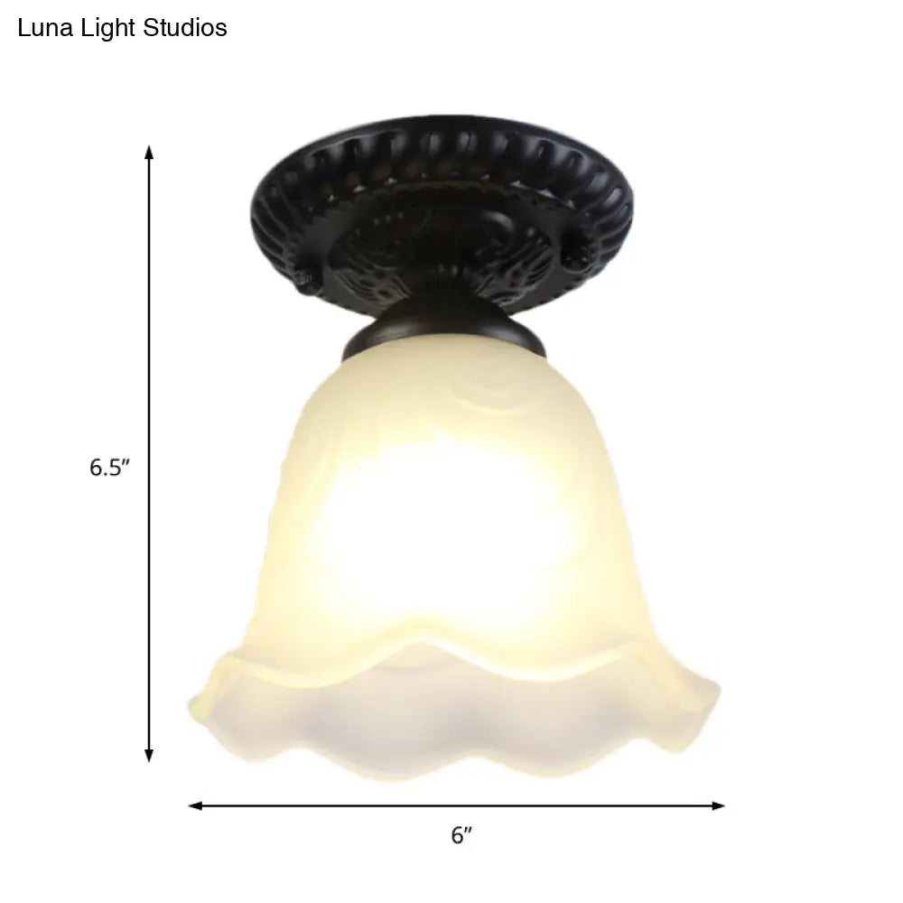 DecorBites™ Industrial Black Semi Flush Ceiling Light with Milky Glass Shade – Perfect for Gallery