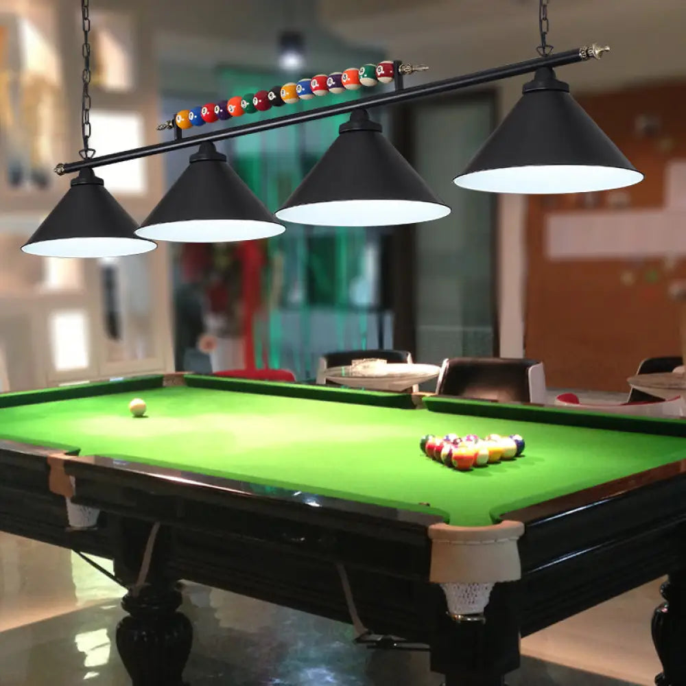 DecorBites™ Industrial Conical Metal Billiard Lamp with Country Club Island Light & Rolled Edge