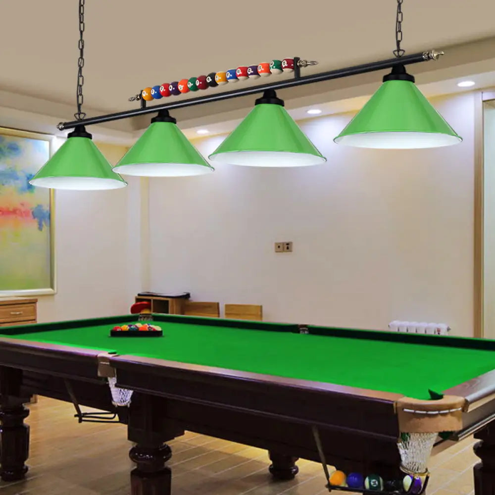 DecorBites™ Industrial Conical Metal Billiard Lamp with Country Club Island Light & Rolled Edge
