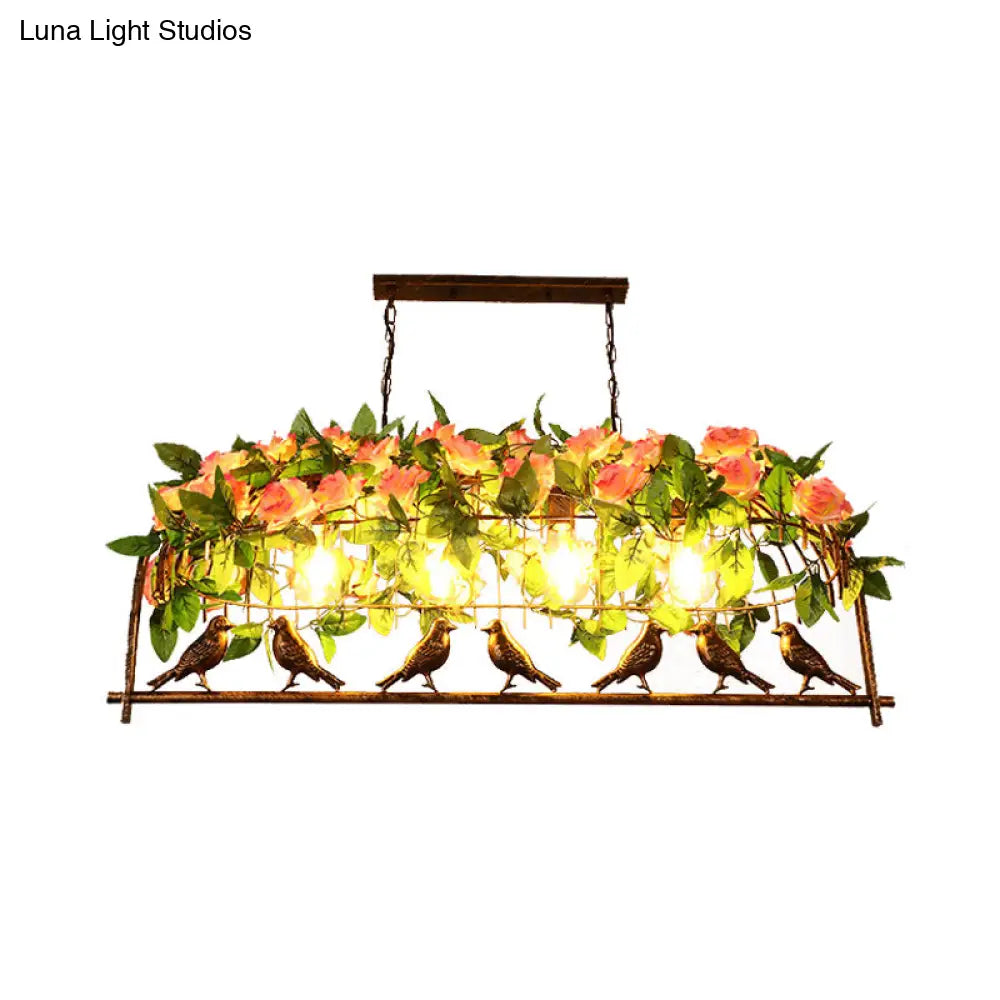 DecorBites™ Industrial Metal Birdcage Flower Island Lamp: Black, 3/4 Heads, Hanging Ceiling Light for Restaurants