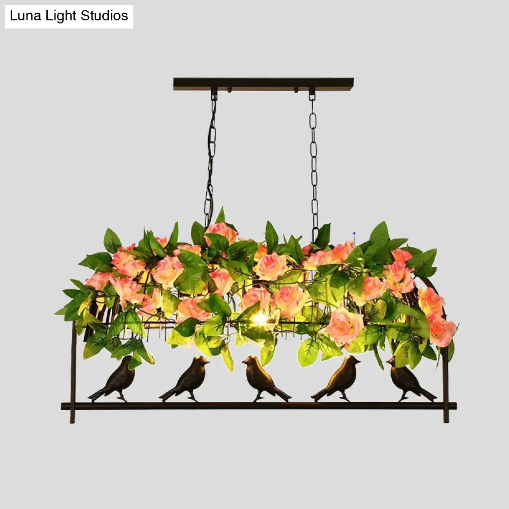 DecorBites™ Industrial Metal Birdcage Flower Island Lamp: Black, 3/4 Heads, Hanging Ceiling Light for Restaurants