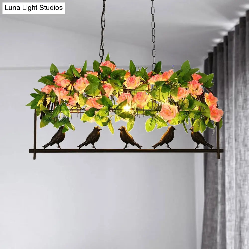 DecorBites™ Industrial Metal Birdcage Flower Island Lamp: Black, 3/4 Heads, Hanging Ceiling Light for Restaurants