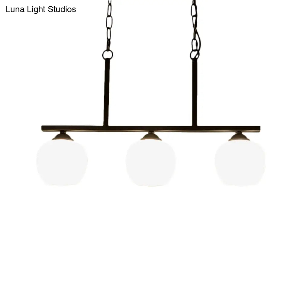 DecorBites™ Industrial Pendant Lighting with Opal Glass Globe Shade - Black 3-Light - Perfect for Dining Rooms
