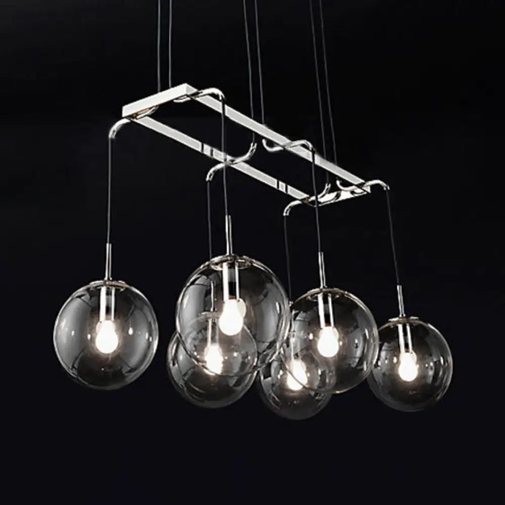 DecorBites™ Industrial Smoke Glass Island Lighting 6/8/10-Light Nickel/Bronze LED Pendant Fixture