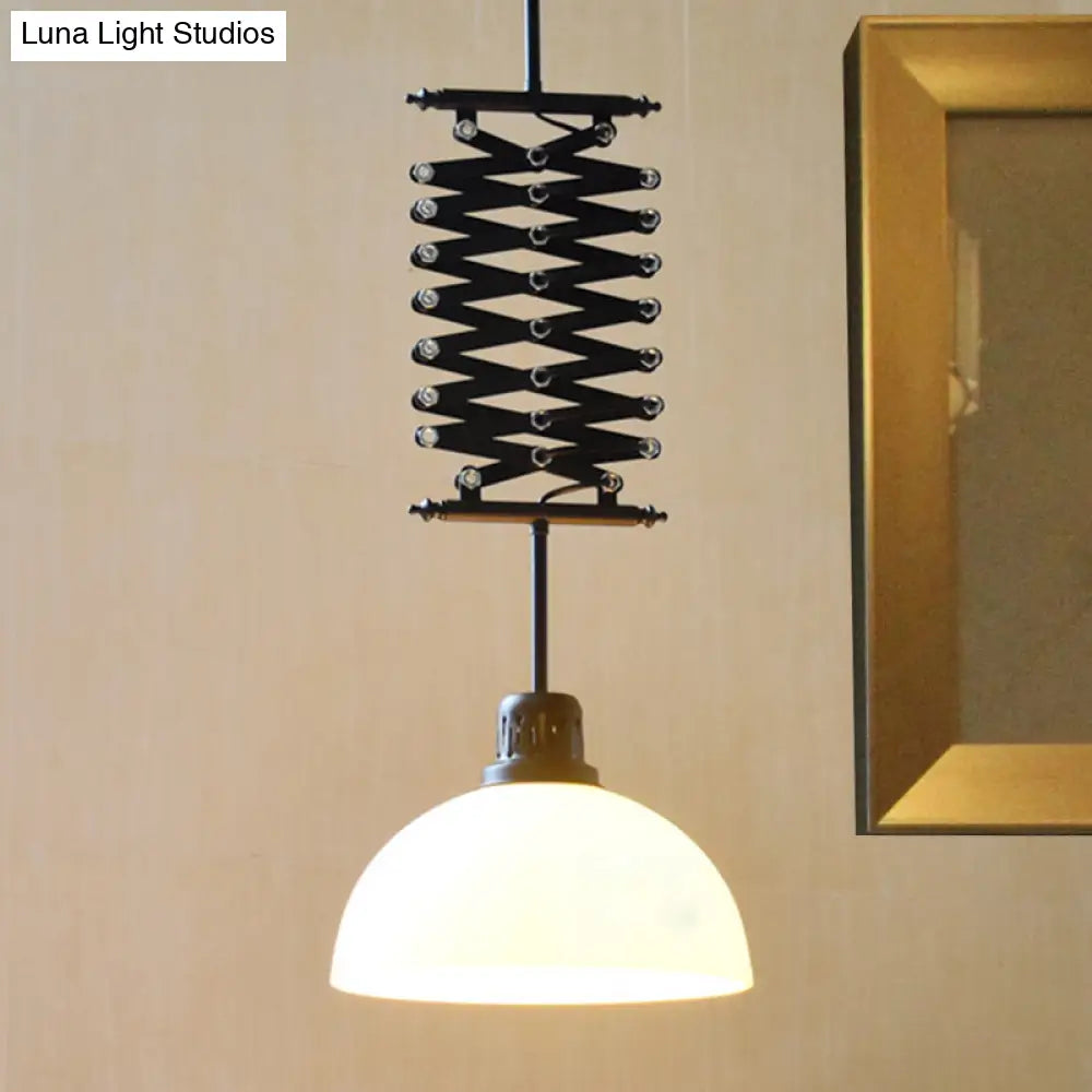 DecorBites™ Industrial Style 1 Bulb Metal Dome Ceiling Light - Extendable Pendant for Balcony - Black/White