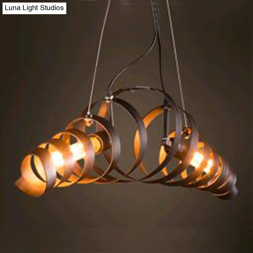 DecorBites™ Industrial Style 2-Head Spiral Metal Pendant Lamp for Cafe and Bar Lighting in Rust