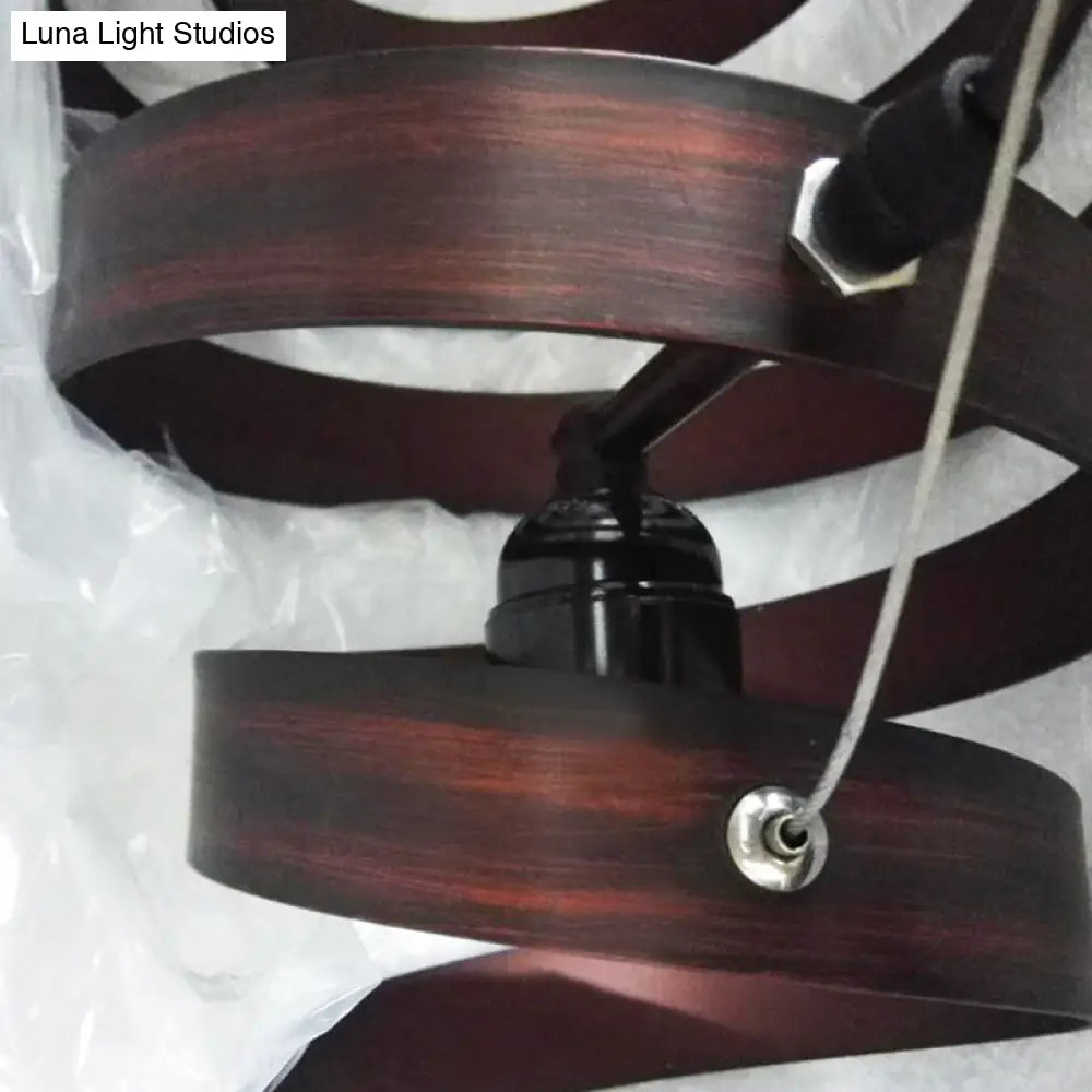 DecorBites™ Industrial Style 2-Head Spiral Metal Pendant Lamp for Cafe and Bar Lighting in Rust