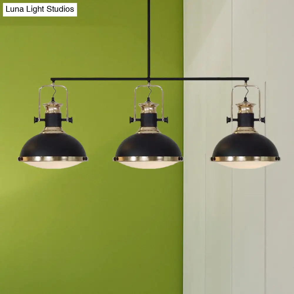 DecorBites™ Industrial-Style Black Metal Island Ceiling Light with Glass Diffuser and 3 Heads