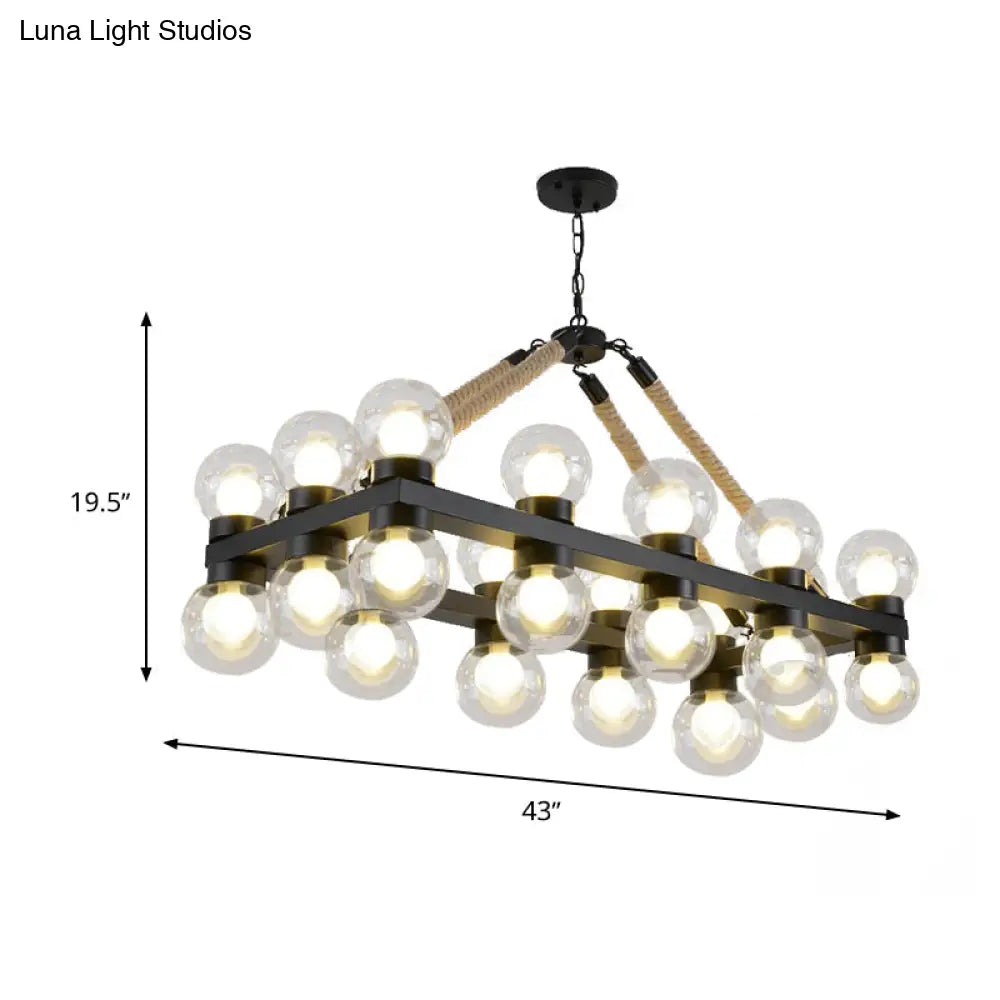 DecorBites™ Industrial-Style Black Molecular Chandelier with 24 Clear Glass Lights for Dining Room or Island Ceiling