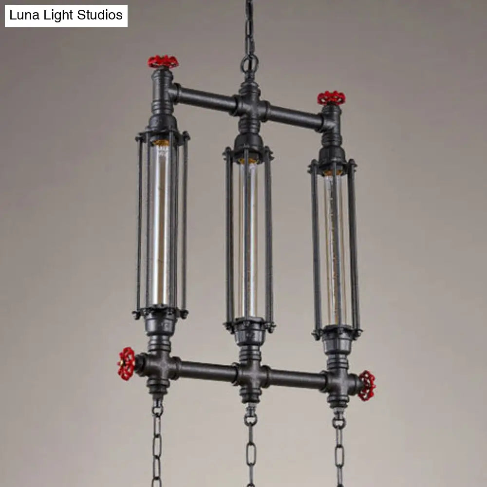 DecorBites™ Industrial Style Tubular Metal Island Pendant Light - Black - Set of 2/3 - Perfect for Restaurants
