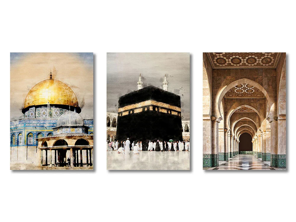DecorBites™ Islamic Canvas Wall Art Set (3 Pieces)