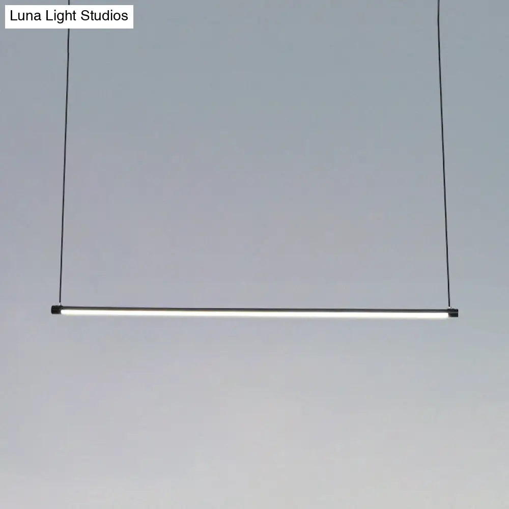 DecorBites™ Island Lighting: Ultra Slim Tube LED Office Hanging Lamp in Black - Modern Metal Design, Multiple Light Options