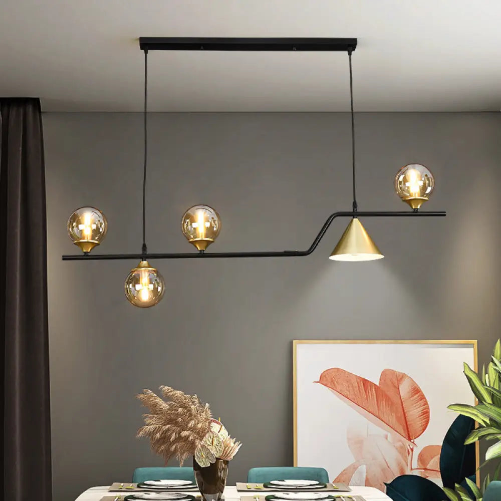 DecorBites™ Ivory Glass Island Pendant Light: Geometric, Contemporary Hanging Fixture for Restaurants